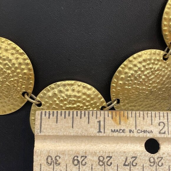 Textured Disc Statement Choker Chain Necklace Adjustable Gold Tone 20.5 Inches - Picture 5 of 6